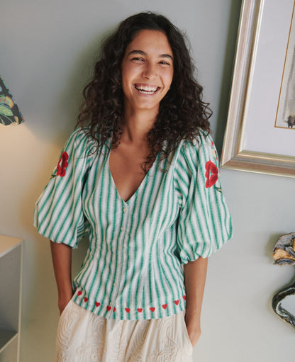 Sissel Edelbo Lotta Shirt - Green Stripes