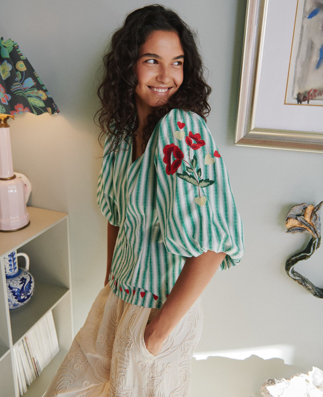 Sissel Edelbo Lotta Shirt - Green Stripes