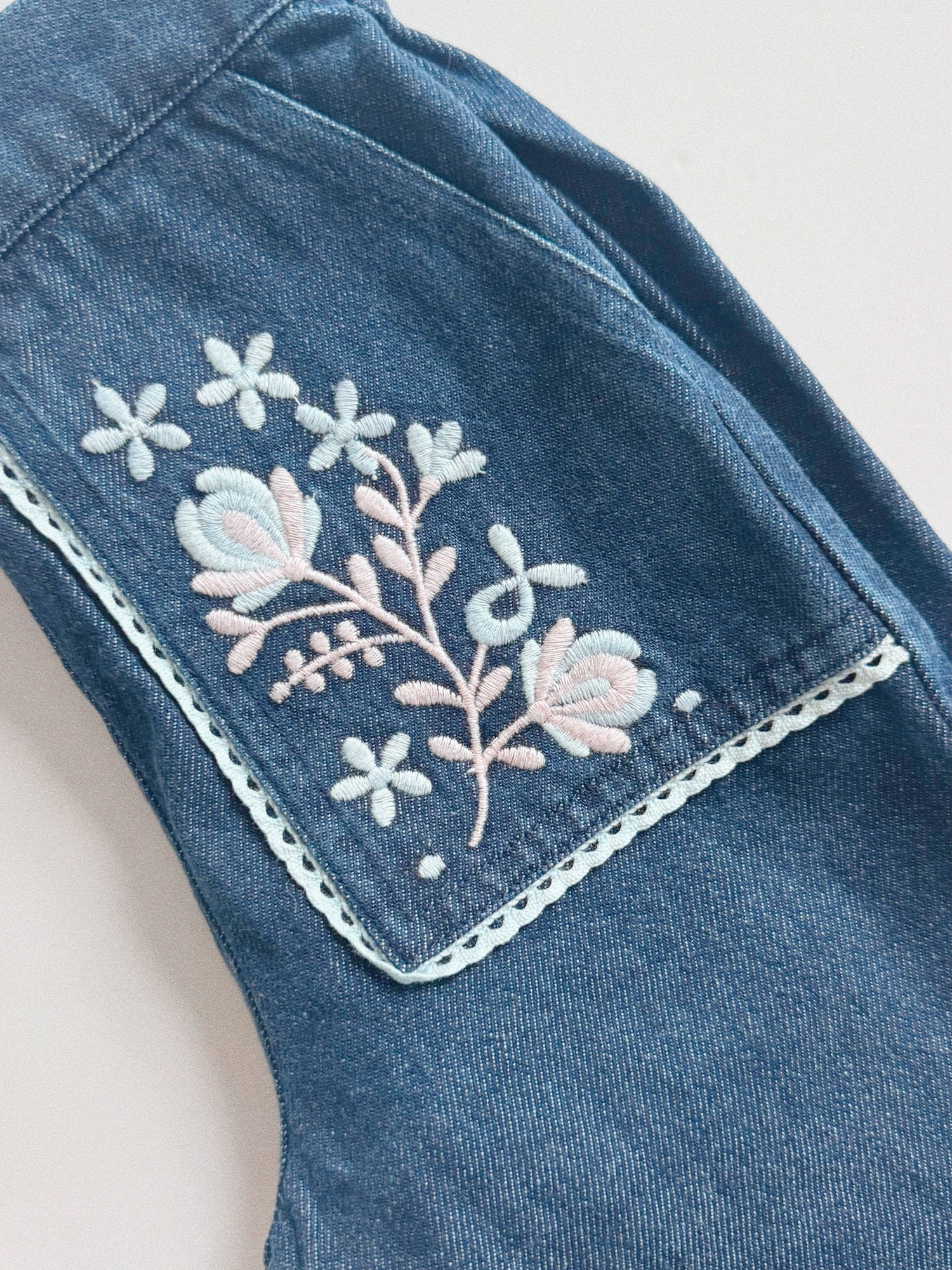 Louise Misha Flofi Embroidered Denim Pants – Indigo