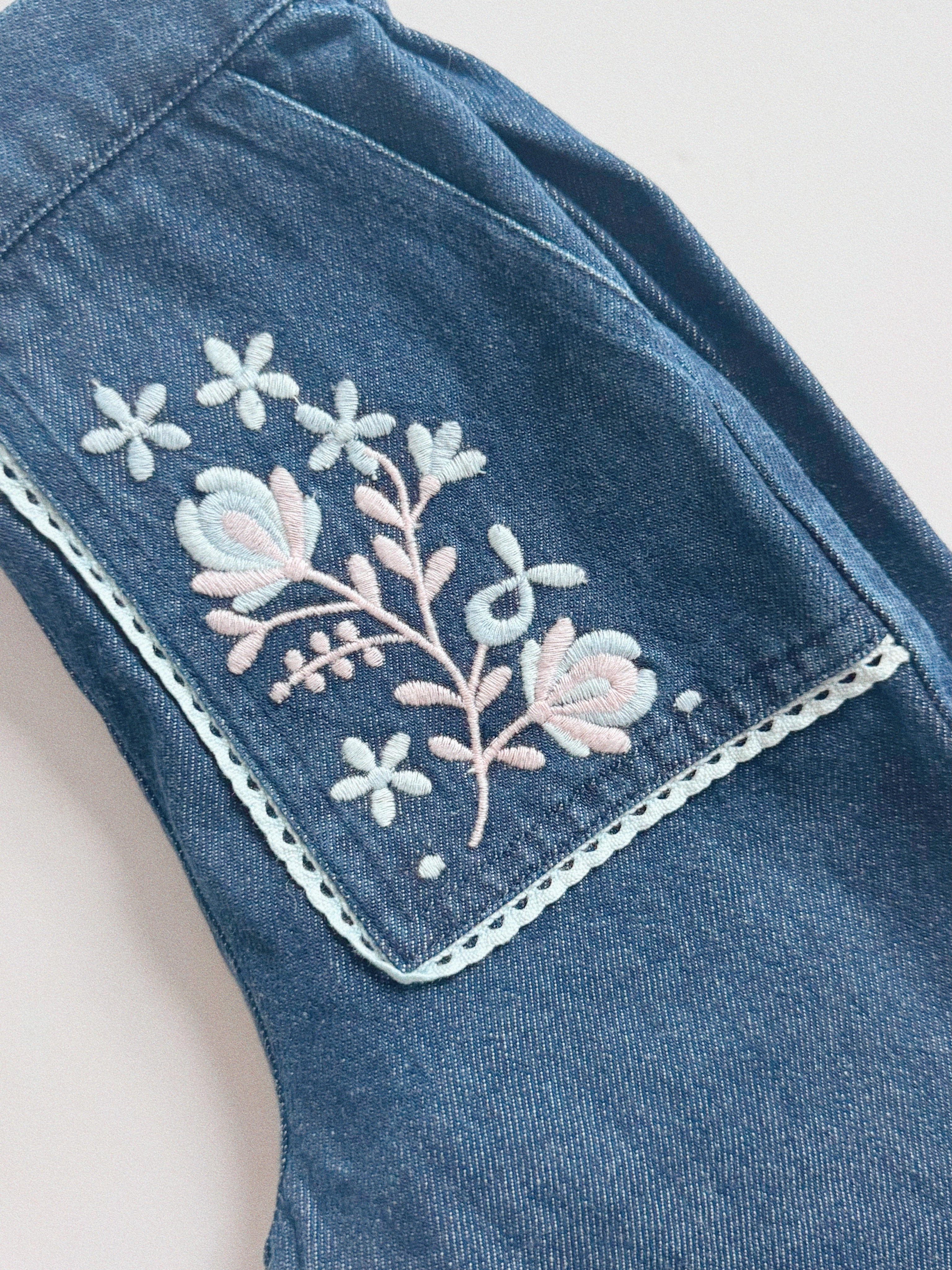 Louise Misha Flofi Embroidered Denim Pants – Indigo