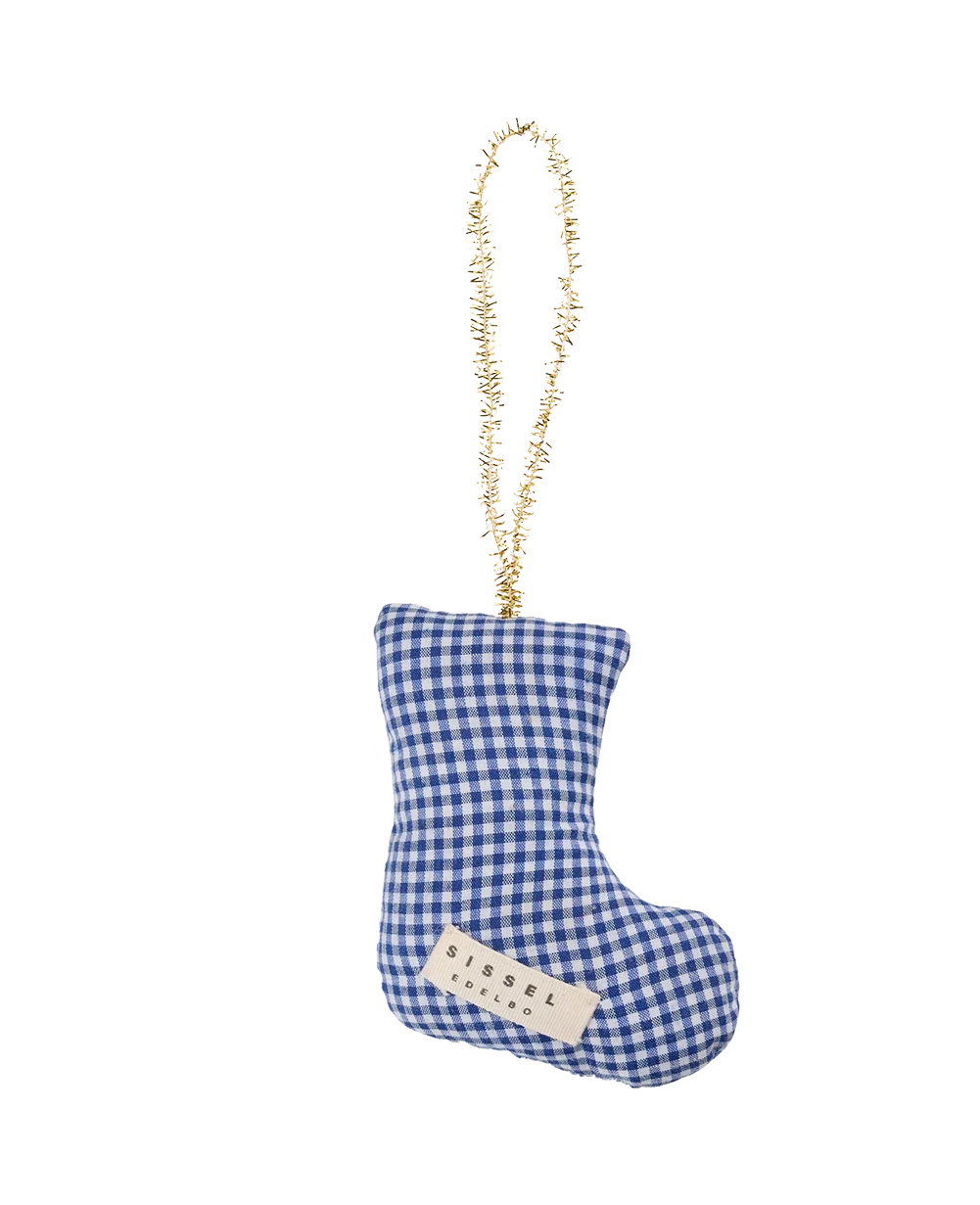 Sissel Edelbo Stocking Goose Ornament Navy Checks detail