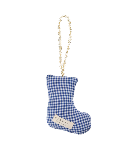 Sissel Edelbo Stocking Goose Ornament Navy Checks detail