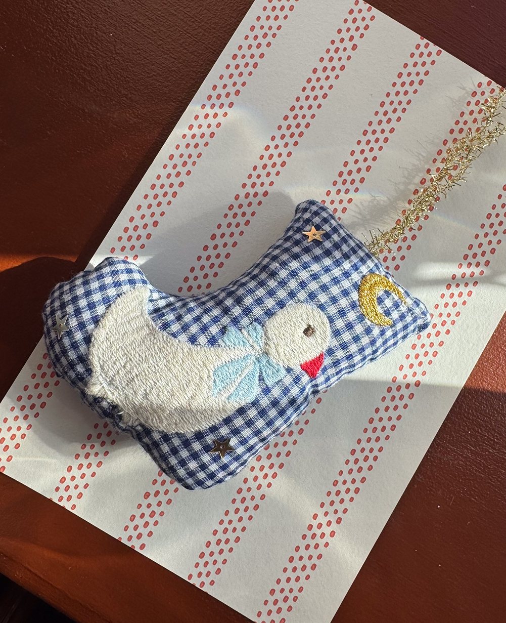 Sissel Edelbo Stocking Goose Ornament in Navy Checks