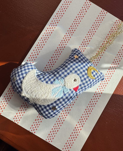 Sissel Edelbo Stocking Goose Ornament in Navy Checks