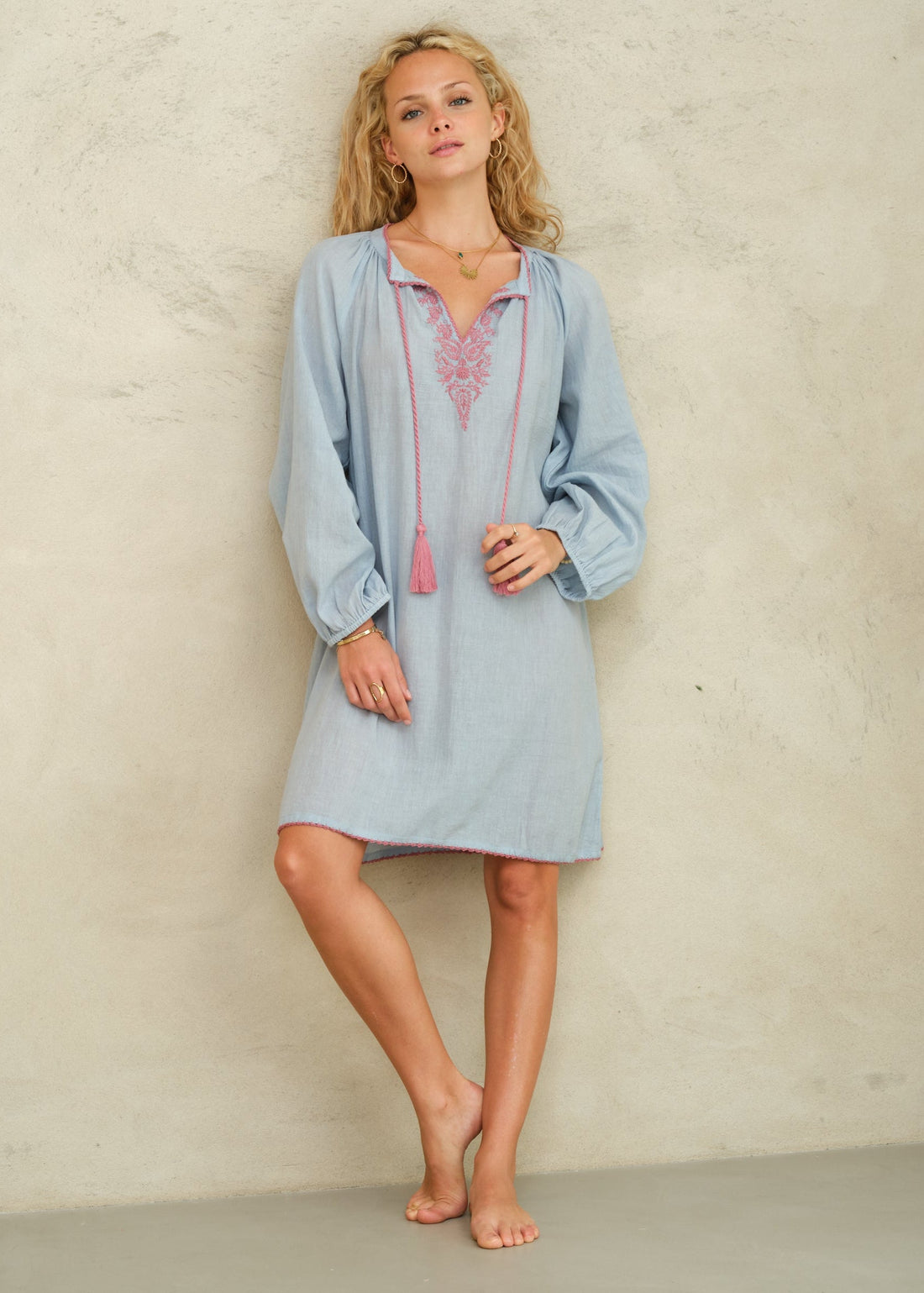 M.A.B.E Talia Kaftan - Lt Blue/Rose