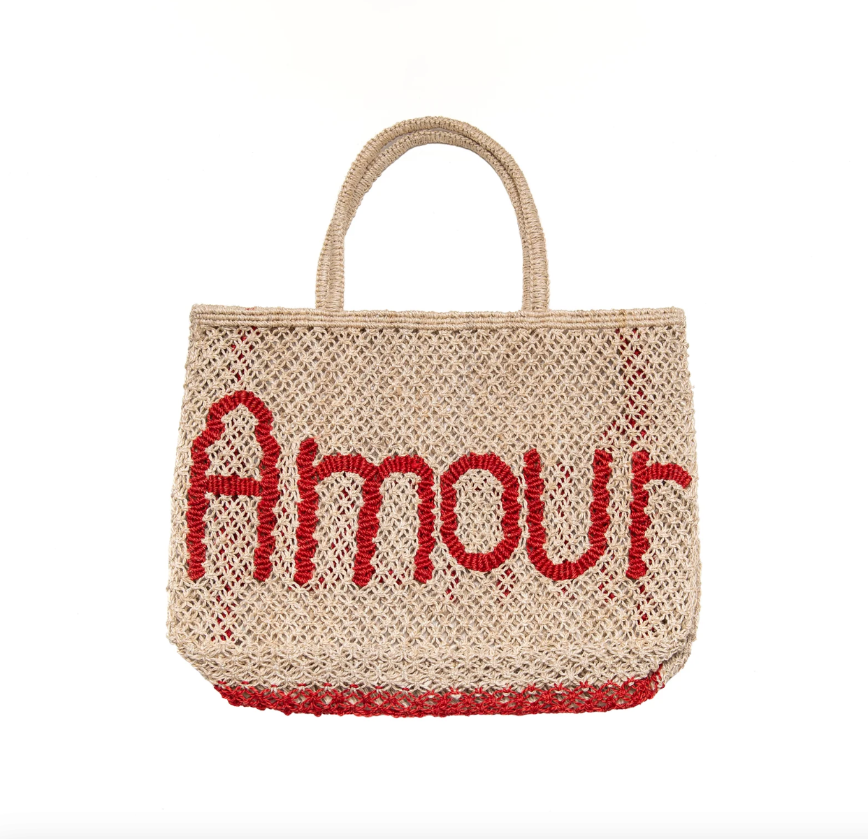 The Jacksons Amour Jute Tote Bag – Natural &amp; Scarlet
