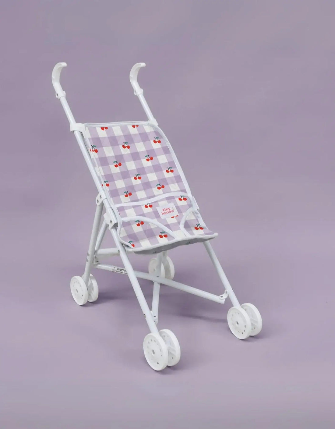 Tiny Harlow Doll Stroller in Violet Gingham + Cherries