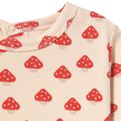Tinycottons Mini Mushrooms Rib Baby Dress - Ivory