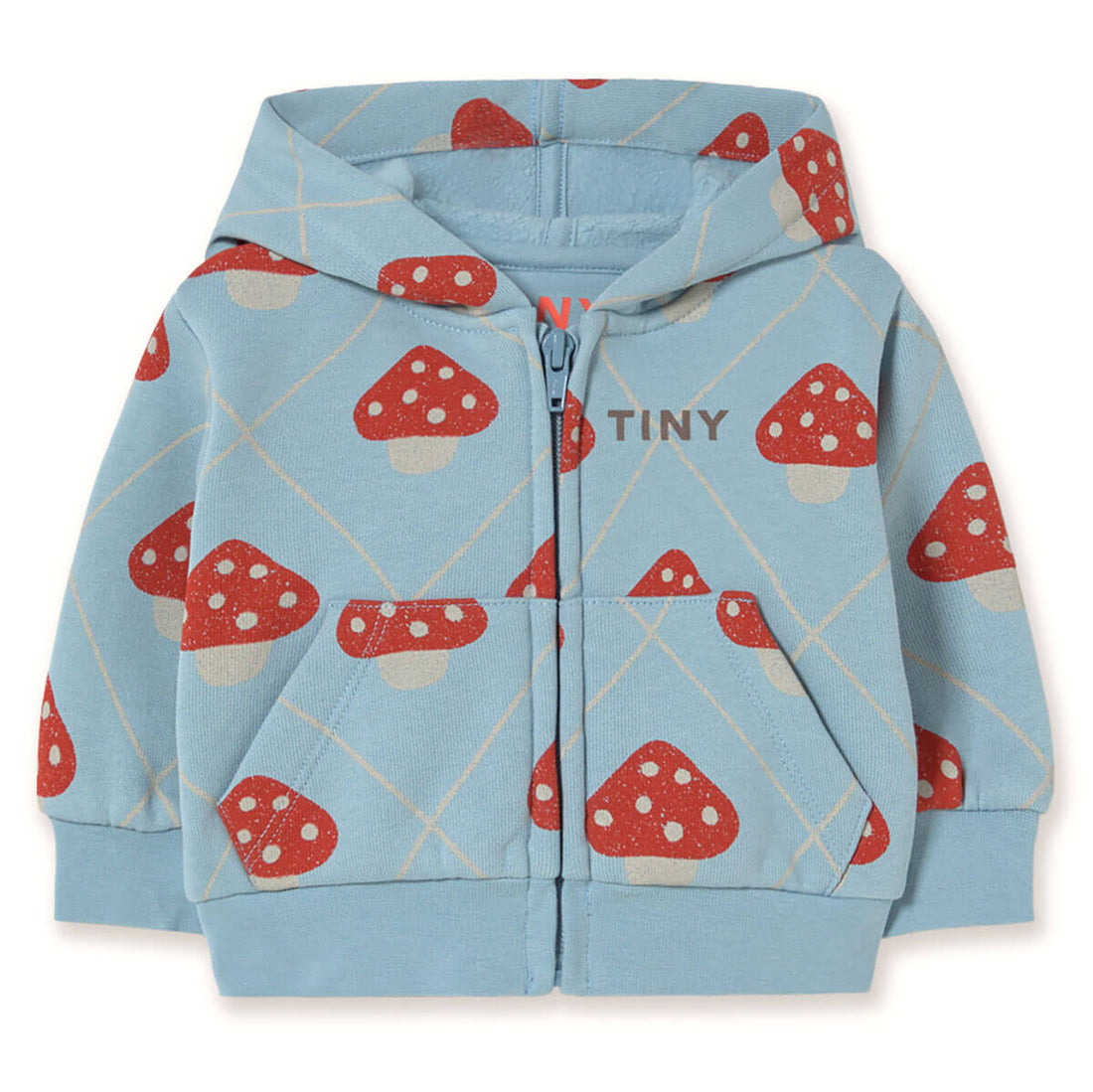 Tinycottons Mushrooms Baby Hoodie - Denim Blue