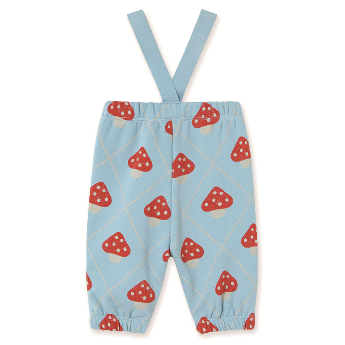 Tinycottons Mushrooms Baby Suspender Sweatpants - Denim Blue