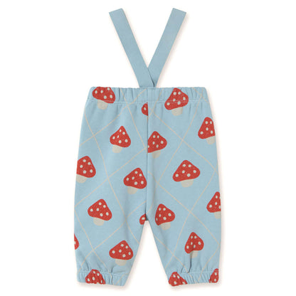 Tinycottons Mushrooms Baby Suspender Sweatpants - Denim Blue