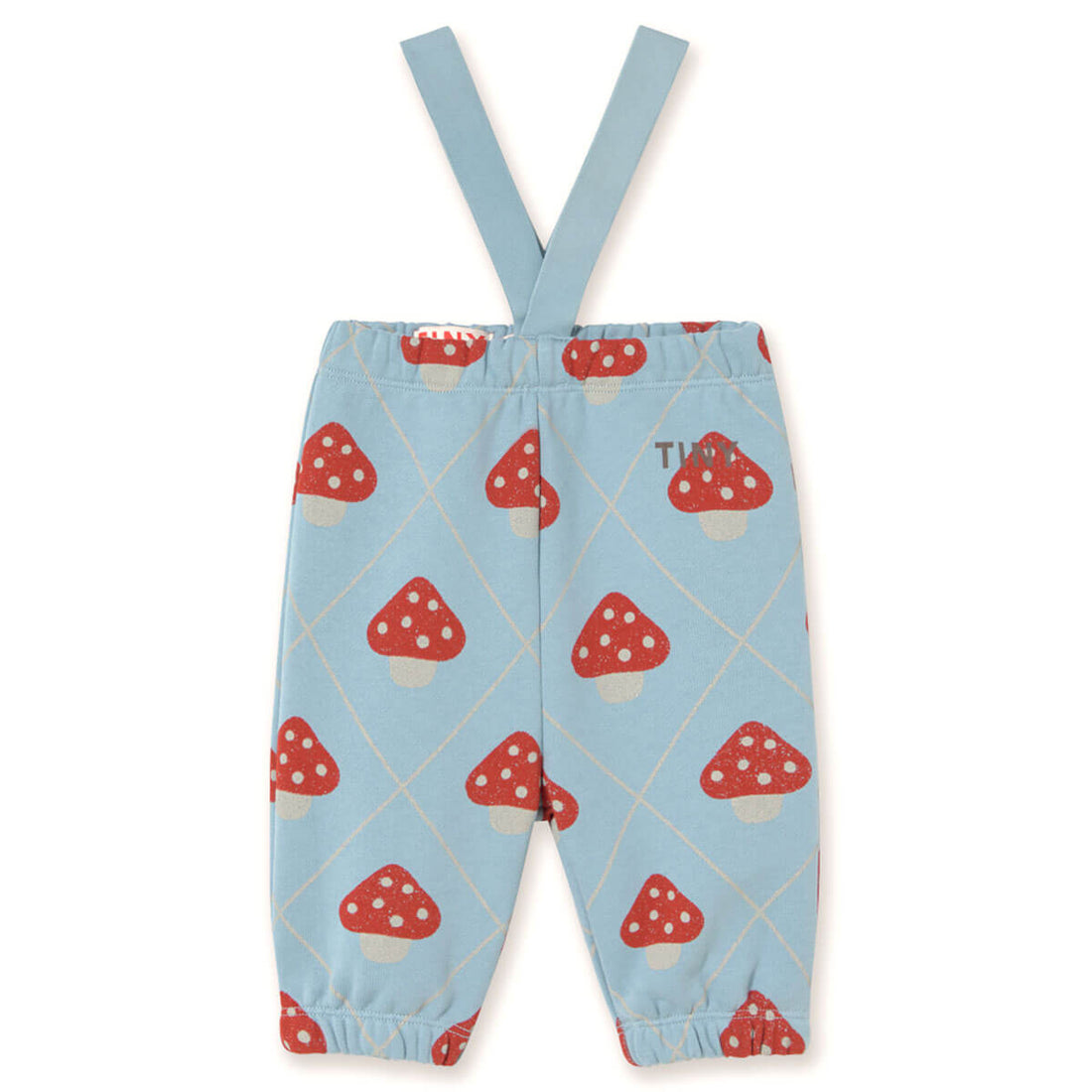 Tinycottons Mushrooms Baby Suspender Sweatpants - Denim Blue