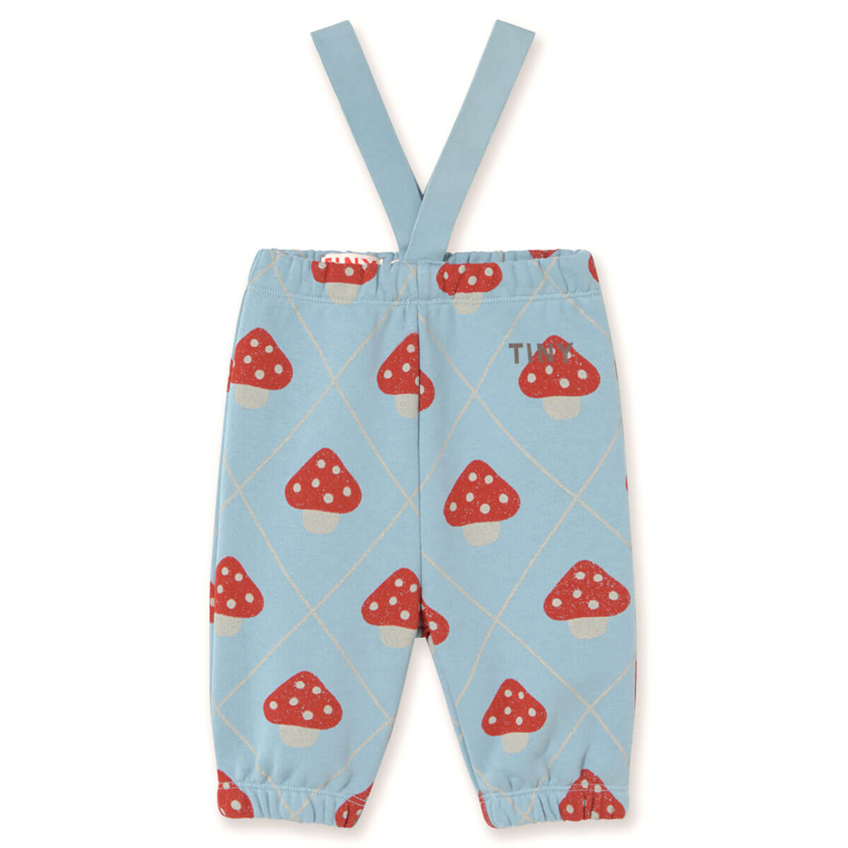 Tinycottons Mushrooms Baby Suspender Sweatpants - Denim Blue