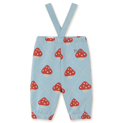 Tinycottons Mushrooms Baby Suspender Sweatpants - Denim Blue