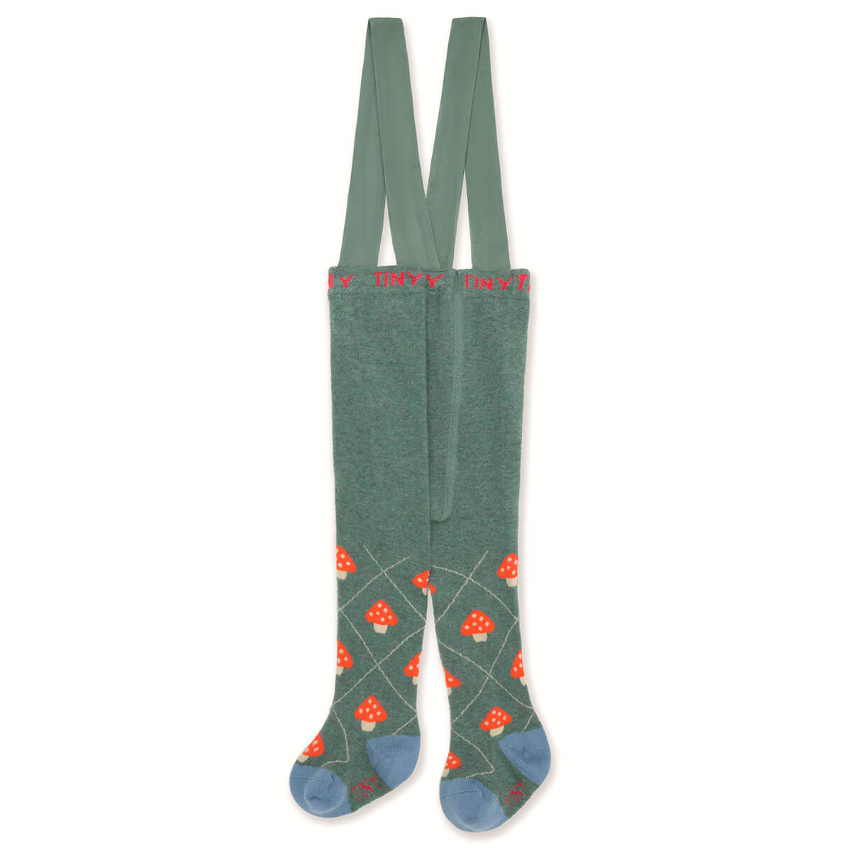 Tinycottons Mushrooms Baby Tights in Teal