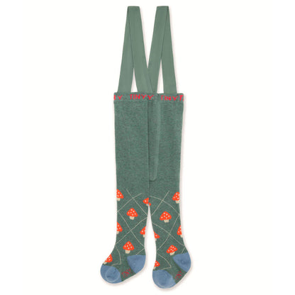 Tinycottons Mushrooms Baby Tights in Teal