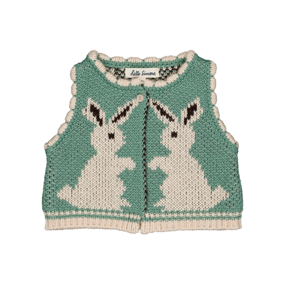 Hello Simone Penny Vest in Rabbit Aqua