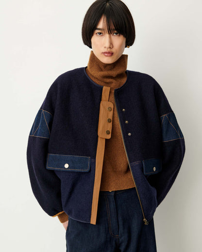 Sessùn Cold Night Jacket in Indigo Mood, side view
