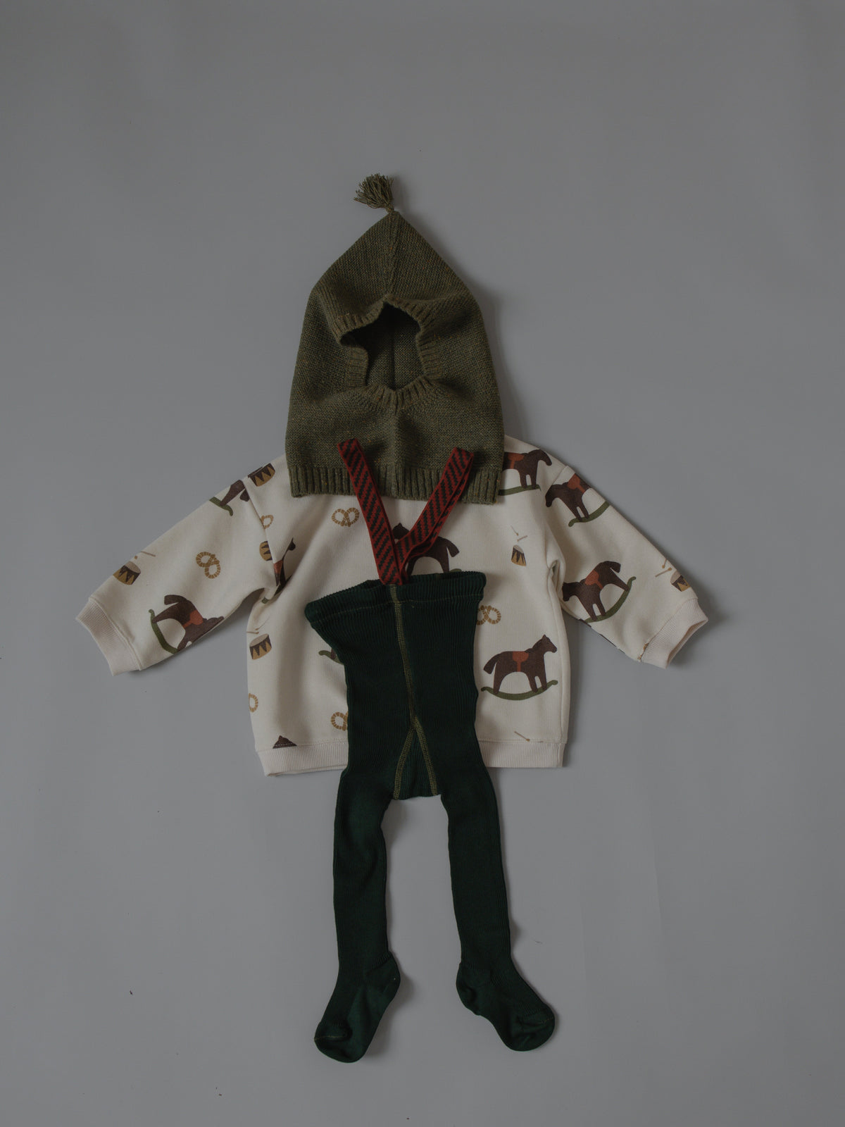 Silly Silas Footed Dark Forest Green Christmas Patterned — official lifestyle view 5