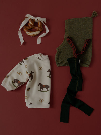 Silly Silas Footless Dark Forest Green Christmas Patterned — official lifestyle view 2