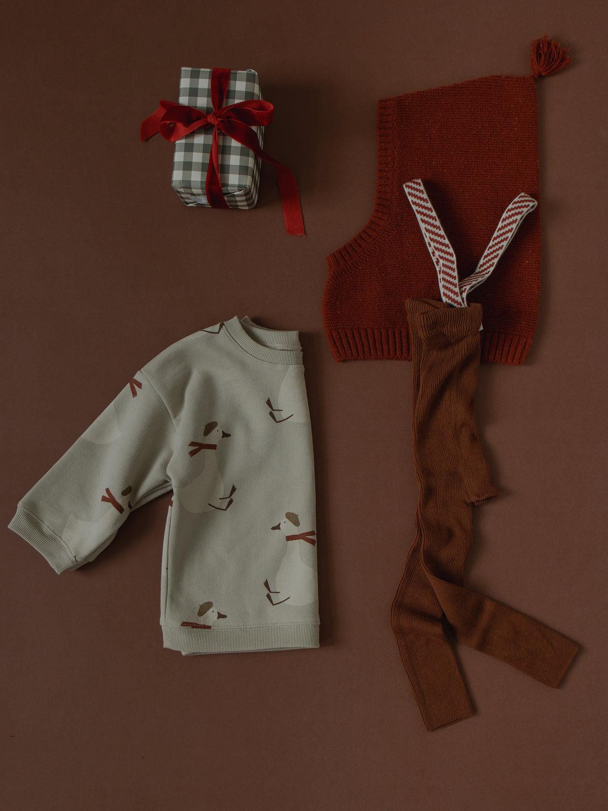 Silly Silas Footless Cinnamon Christmas Patterned — official lifestyle view 2