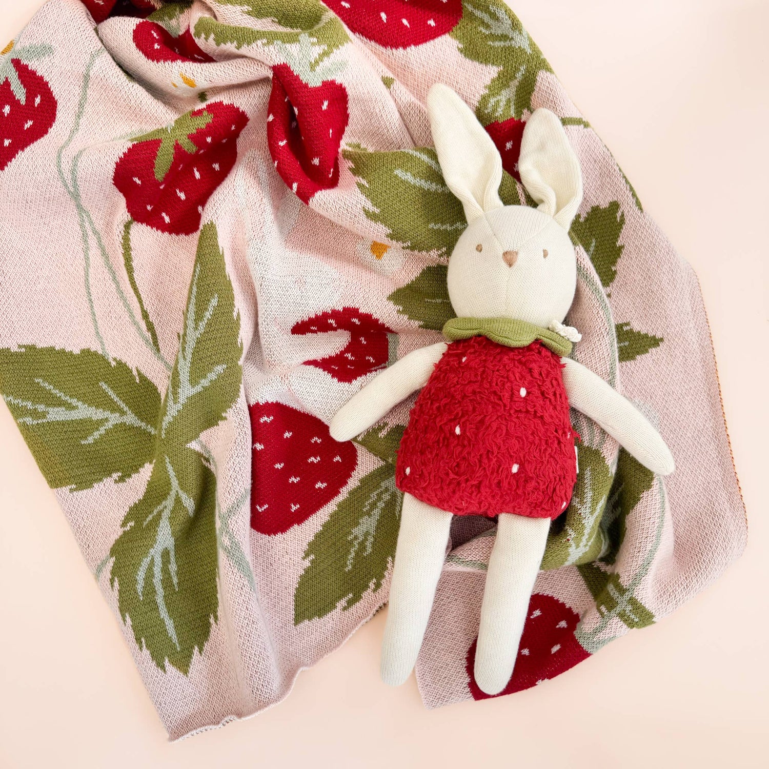 The Blueberry Hill - Blanket Strawberry Bunny Organic Baby Decor Spring Summer