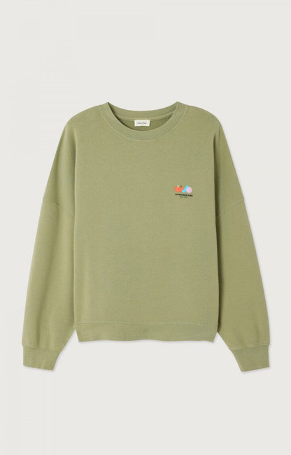 American Vintage Atubay Sweatshirt –Olive Cotton Relaxed Fit American Vintage