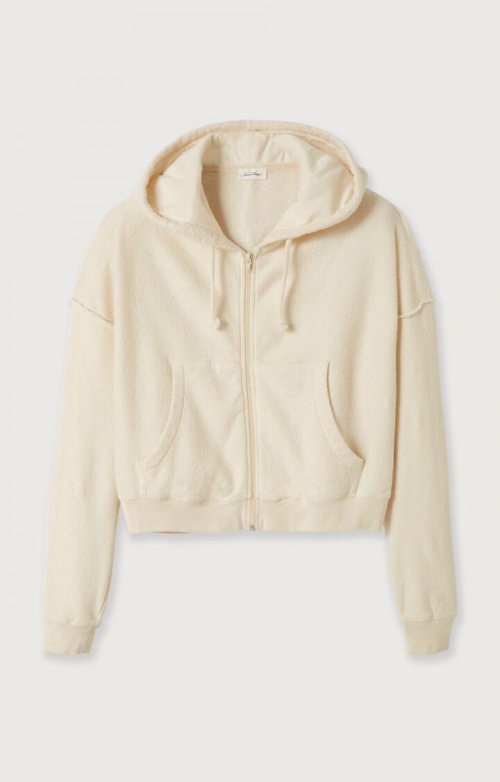 American Vintage Bobypark Zip Hoodie – Ecru Organic Cotton Cropped Fit American Vintage