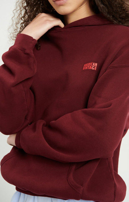American Vintage Izubird women’s hoodie in Vintage Cherry – detail view
