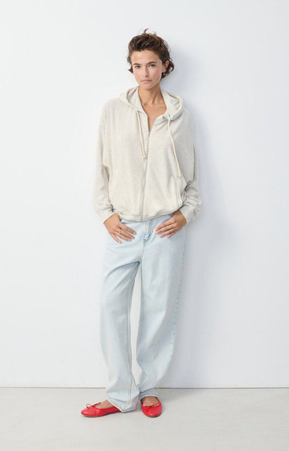 American Vintage Women’s Hoodie Ypawood – Heather Grey Zip - Up Sweatshirt American Vintage