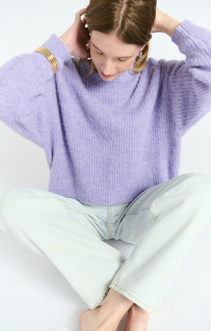 American Vintage Women’s Jumper East – Melange Pastel Lavender Mohair Blend Sweater American Vintage