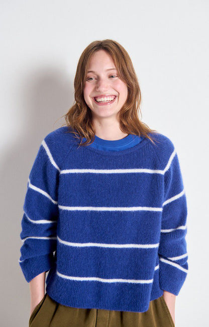 American Vintage Women’s Jumper Vitow – ROYAL BLUE WITH WHITE STRIPES American Vintage