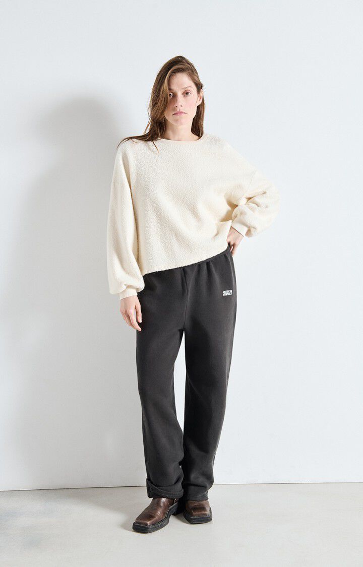 American Vintage Women’s Sweatshirt Bobypark – Ecru Textured Fleece Pullover American Vintage