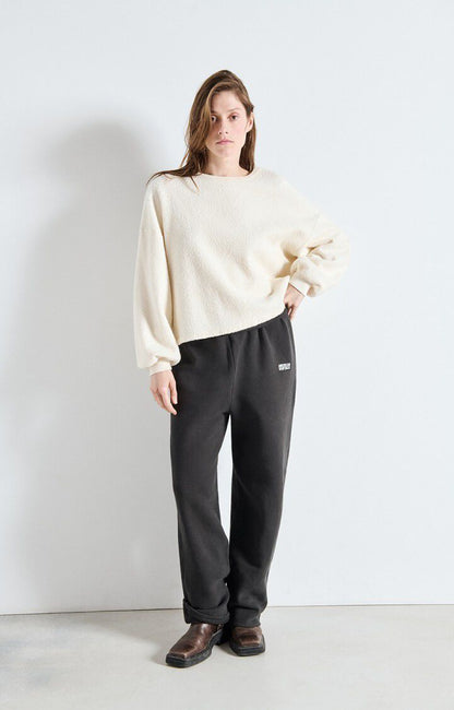 American Vintage Women’s Sweatshirt Bobypark – Ecru Textured Fleece Pullover American Vintage