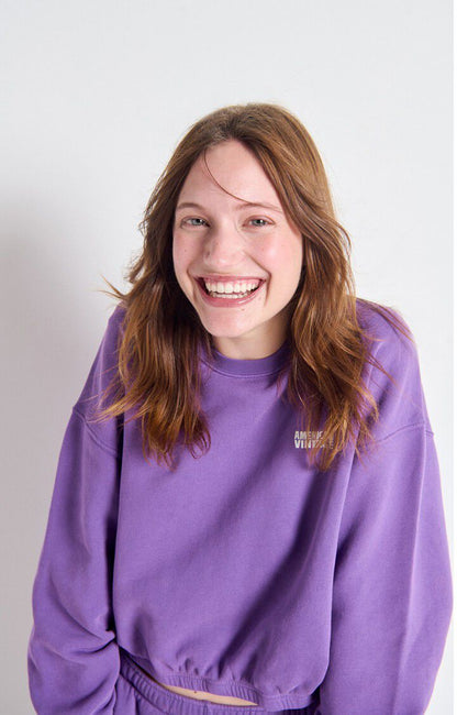 American Vintage Women’s Sweatshirt Izubird – Vintage Cosmos Purple Fleece Pullover American Vintage