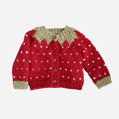 The Blueberry Hill - Strawberry Cardigan Baby Kid Winter Spring Easter Gift: Red / S 12-24m