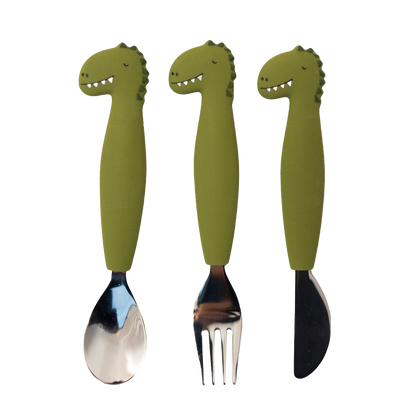 Trixie Baby - Trixie Silicone Cutlery Set, 3-Pack | Baby Toddler Utensils: Mrs. Cat