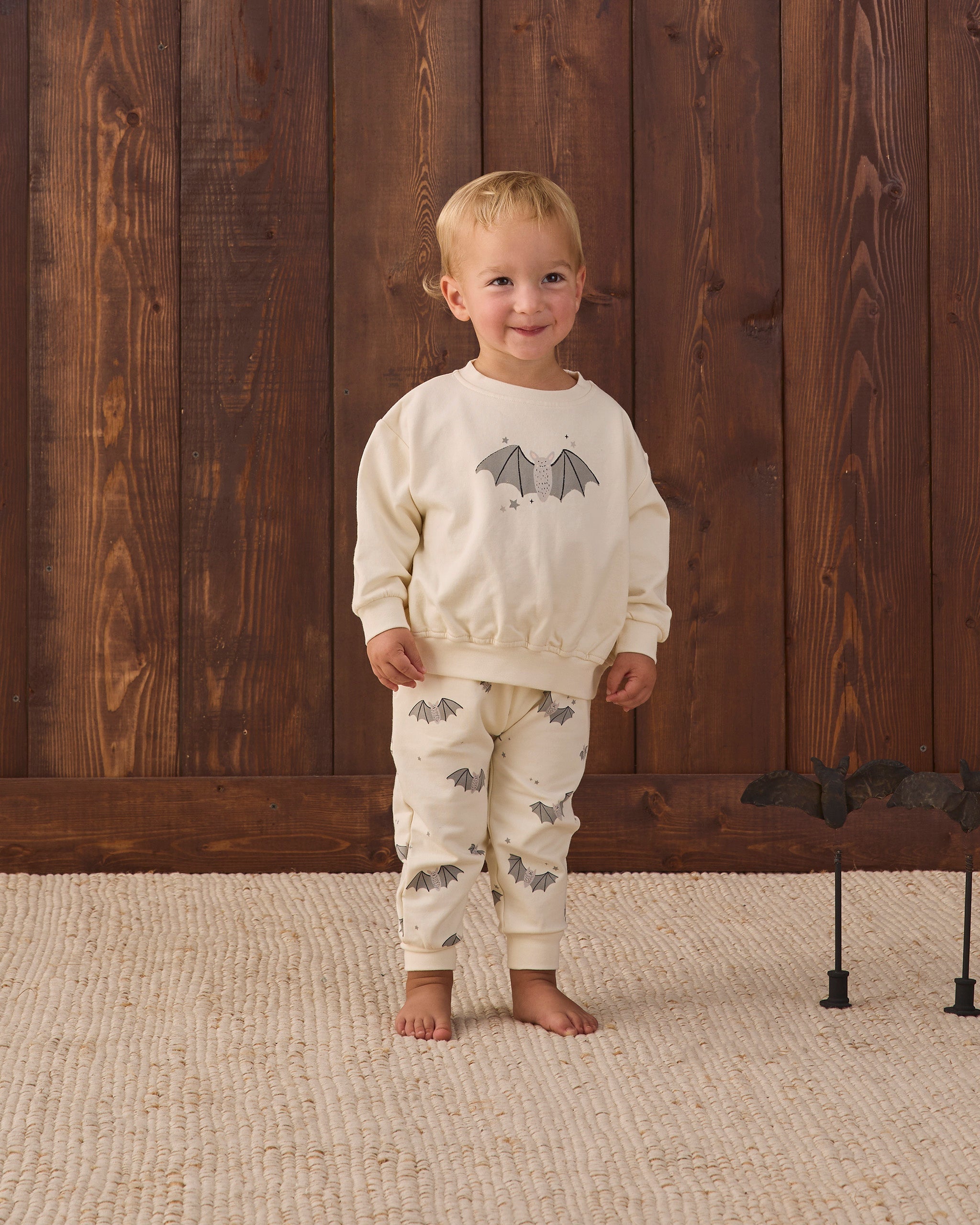 Quincy Mae Relaxed Fleece Sweatpant - Baby Bats - official product image 2
