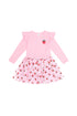 Huxbaby Strawberry Emb Long Sleeve Tulle Dress in Strawberry Crème, front view