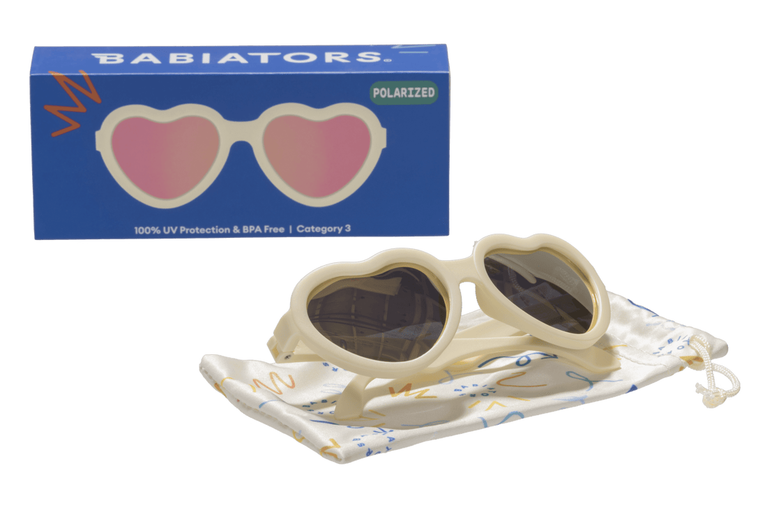 Babiators - Sweet Cream Polarized Heart Sunglasses with Mirrored Lens: Ages 3 - 5 Babiators