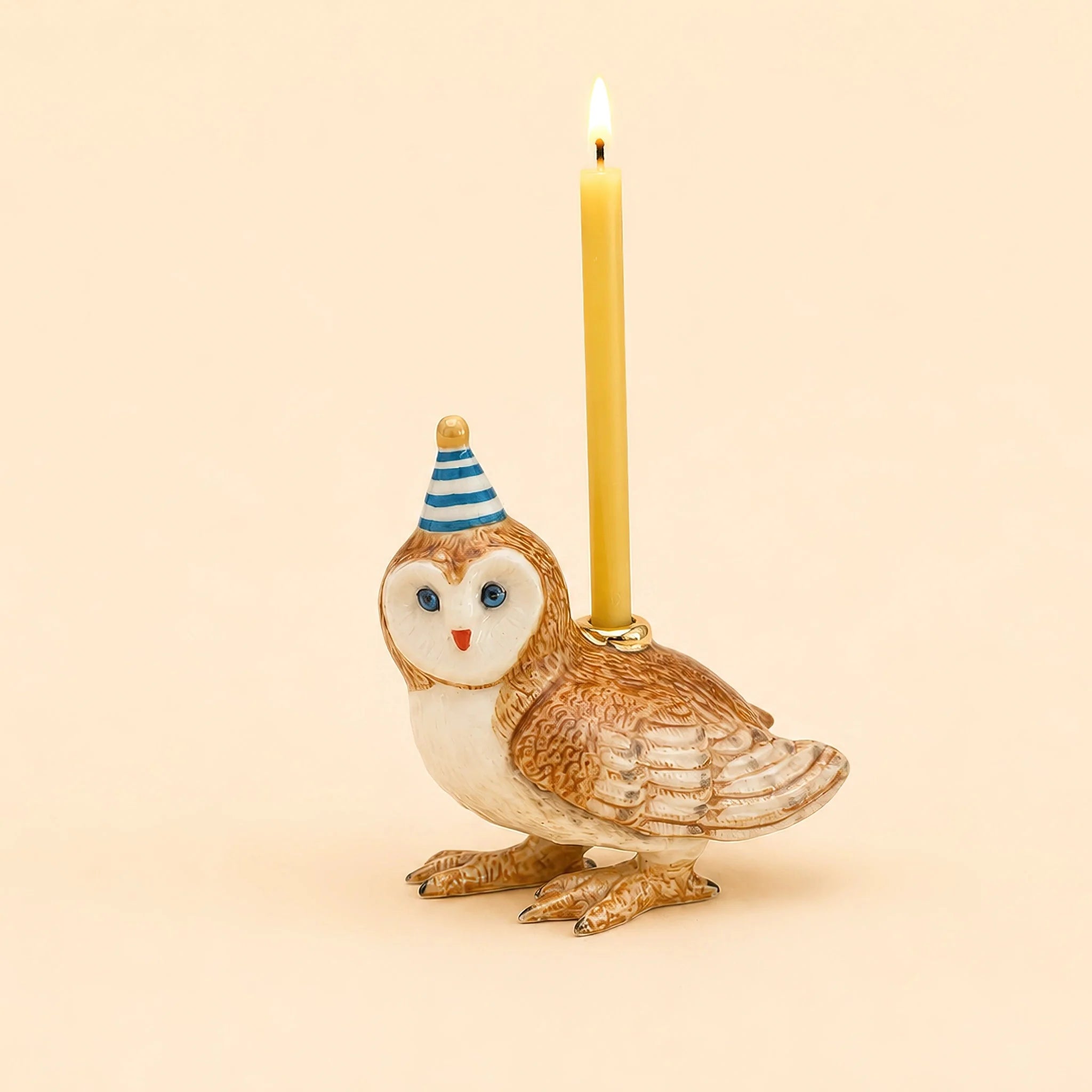 Barn Owl Cake Topper | Porcelain Party Animal | Candle Holder