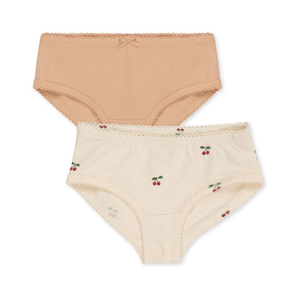 Basic 2 Pack Girl Underpants - Cherry/Toasted Almond Konges Sløjd - enjoykidsus