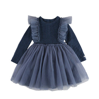 Bilie Dress | Royal Blue Melange Donsje - enjoykidsus