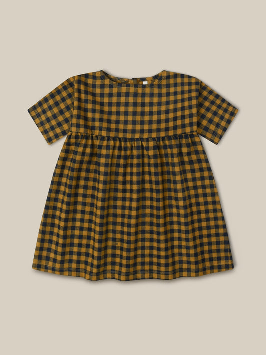 Blueberry Gingham Gather Dress Organic Zoo - enjoykidsus