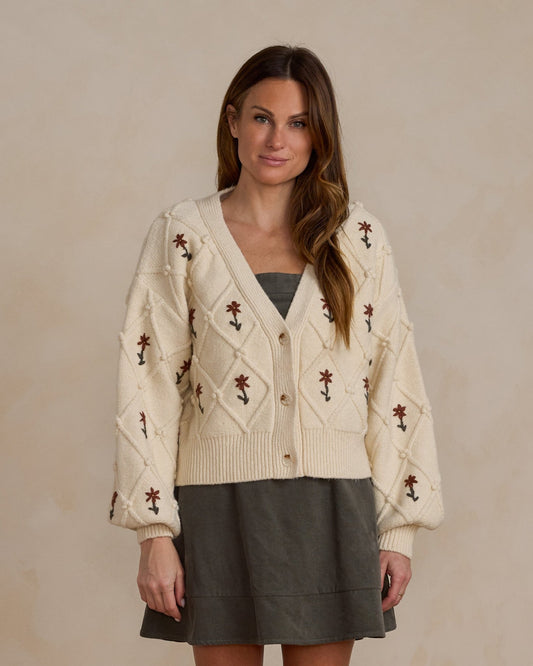 Boxy Crop Cardigan | Winter Floral Embroidery Rylee + Cru - enjoykidsus