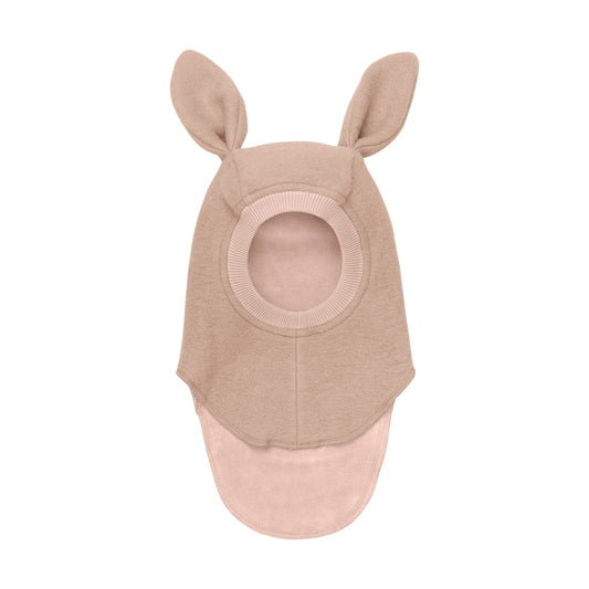 Bunny Balaclava Ears Merino Wool Hat Rose Melange huttelihut - enjoykidsus