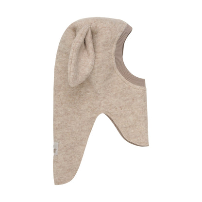 Bunny Balaclava Ears Merino Wool Hat Sand Melange huttelihut - enjoykidsus