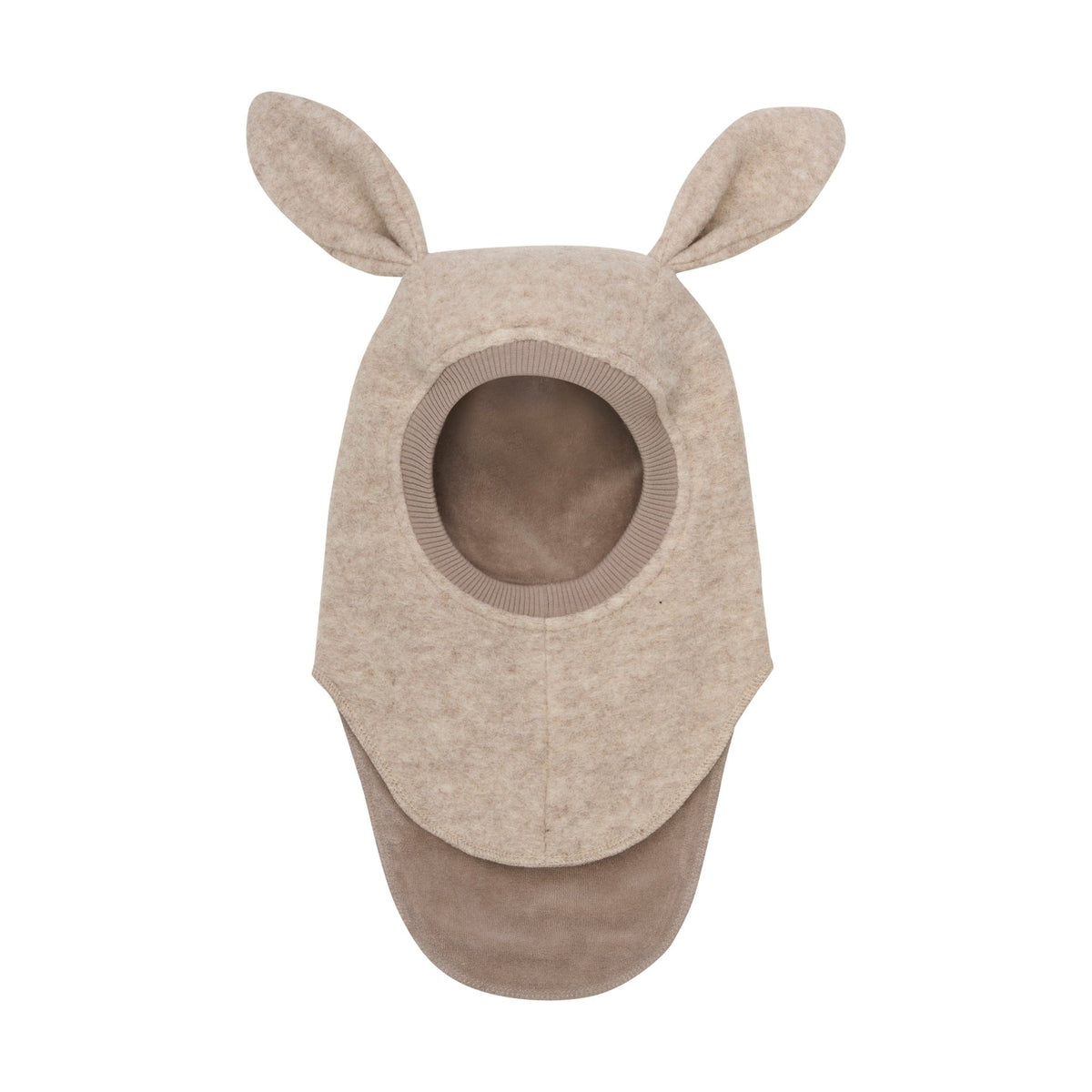 Bunny Balaclava Ears Merino Wool Hat Sand Melange huttelihut