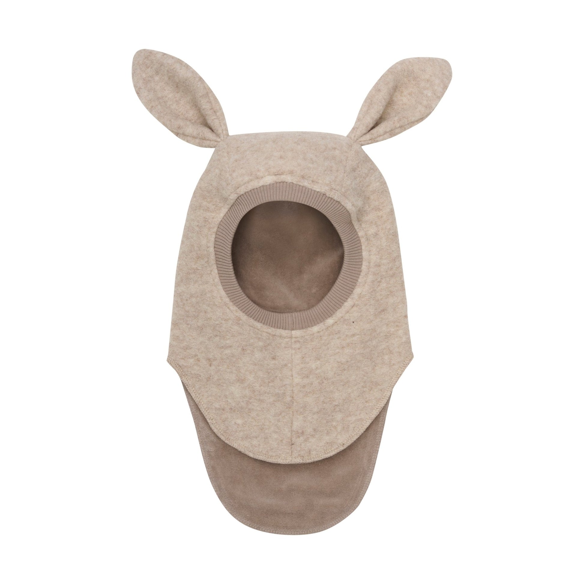 Bunny Balaclava Ears Merino Wool Hat Sand Melange huttelihut - enjoykidsus