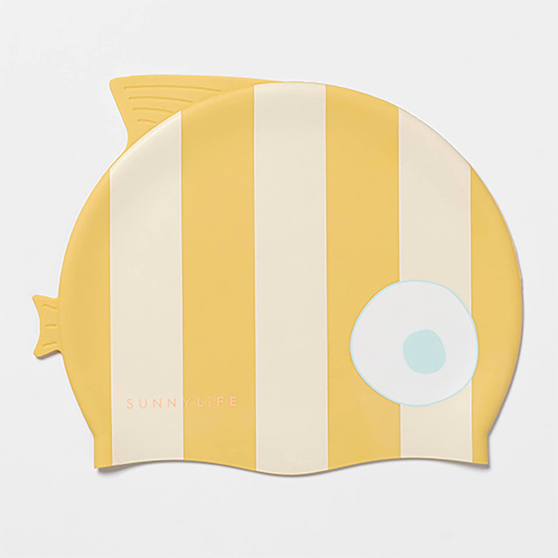 Sunnylife - Kids Swimming Cap Finn the Fish Mustard Stripe
